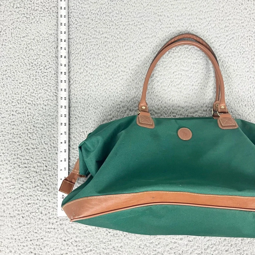 Polo Ralph Lauren Green Canvas Leather Trim Duffel Bag Travel Unisex Gym